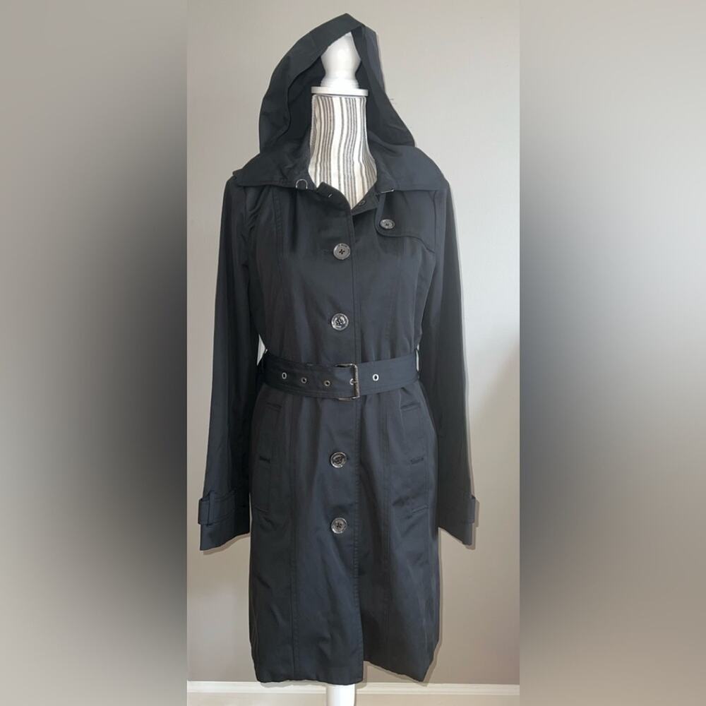 MICHAEL KORS WOMENS BELTED “RAIN” JACKET WITH LINER AND HOOD SIZE S WORN ONCE